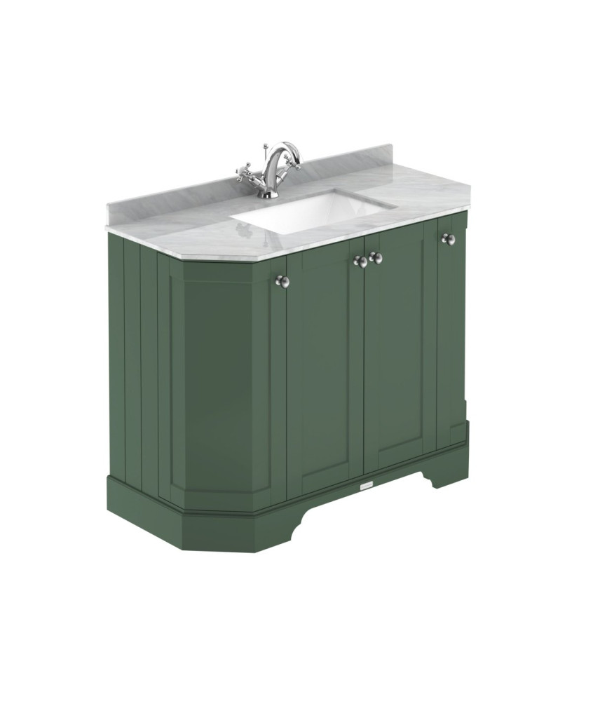 Old London Floor Standing Vanity Unit with Basin 1 Tap Hole Grey Marble Top, Durable Angled 4 Soft Close Door Vanity Unit for...