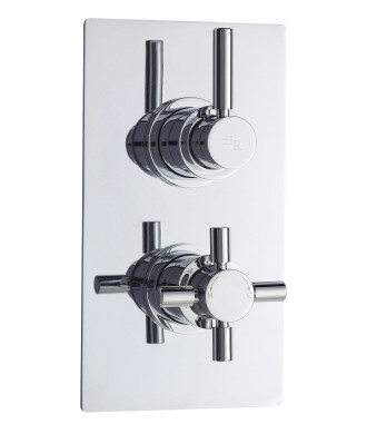 Hudson Reed Tec Pura Twin Thermostatic Shower Valve, Reliable Traditional Thermostatic Shower with Accurate Flow Control, Chrome