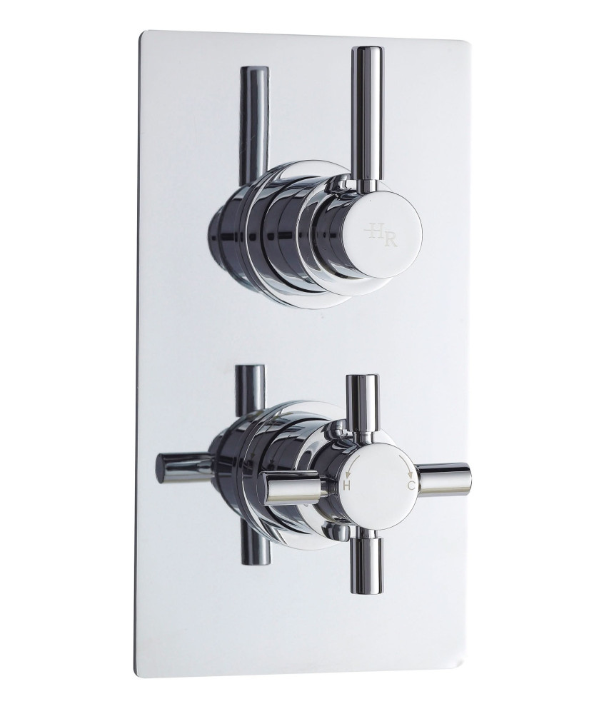 Hudson Reed Tec Pura Twin Thermostatic Shower Valve, Reliable Traditional Thermostatic Shower with Accurate Flow Control, Chrome