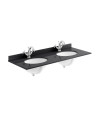Old London Wall Mounted Double Bowl Marble Top Basin 1 Tap Hole, Twin Ceramic Wash Basins for Bathroom, Durable Bathroom Furn...