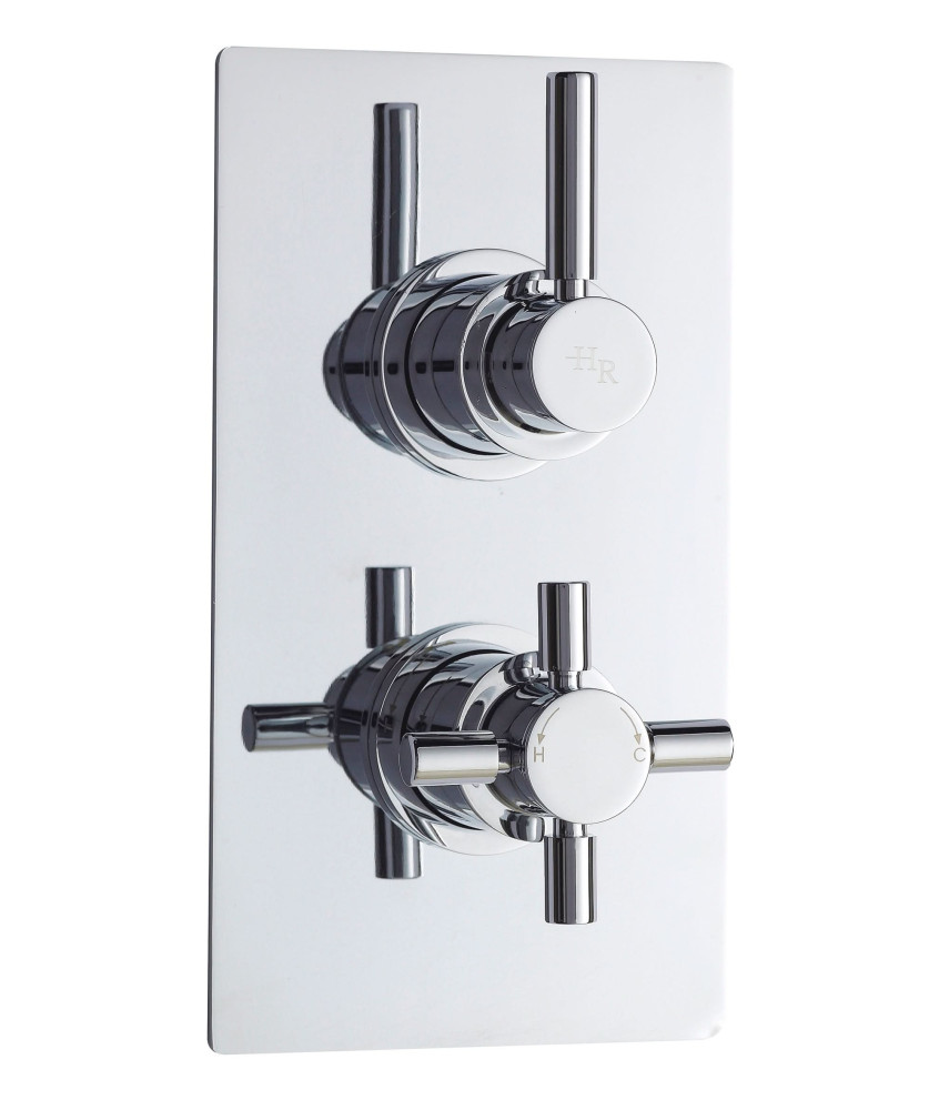 Hudson Reed Tec Pura Twin Thermostatic Shower Valve with Diverter, Thermostatic Shower with Accurate Flow Control, Chrome
