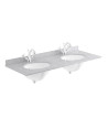 Old London Wall Mounted Double Bowl Marble Top Basin 1 Tap Hole, Twin Ceramic Wash Basins for Bathroom, Durable Bathroom Furn...