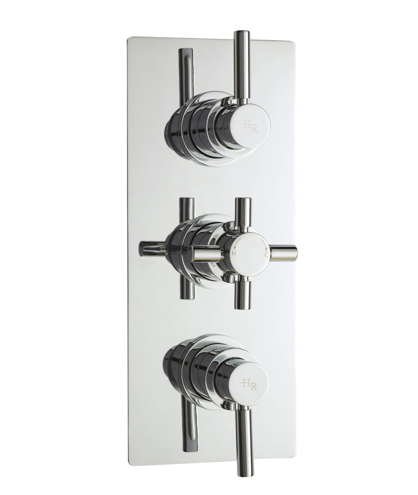 Hudson Reed Tec Pura Tripple Thermostatic Shower Valve with Diverter, Thermostatic Shower with Accurate Flow Control, Chrome