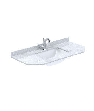 Old London Wall Hung Angled Marble Top Square Basin 1 Tap Hole, Durable Ceramic Basin with Natural Stone Countertop Top in Pr...