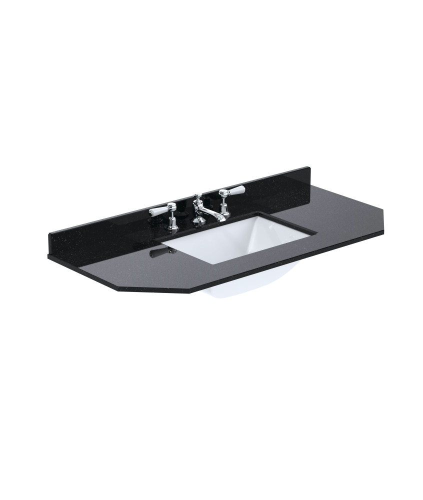 Old London Wall Hung Angled Marble Top Square Basin 3 Tap Hole, Durable Ceramic Basin with Natural Stone Countertop Top in Pr...