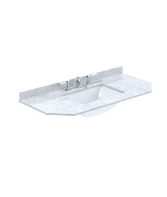 Old London Wall Hung Angled Marble Top Square Basin 3 Tap Hole, Durable Ceramic Basin with Natural Stone Countertop Top in Pr...