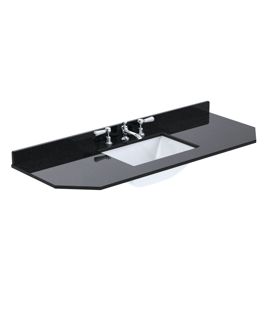 Old London Wall Hung Angled Marble Top Square Basin 3 Tap Hole, Durable Ceramic Basin with Natural Stone Countertop Top in Pr...