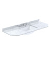Old London Wall Hung Angled Marble Top Square Basin 3 Tap Hole, Durable Ceramic Basin with Natural Stone Countertop Top in Pr...