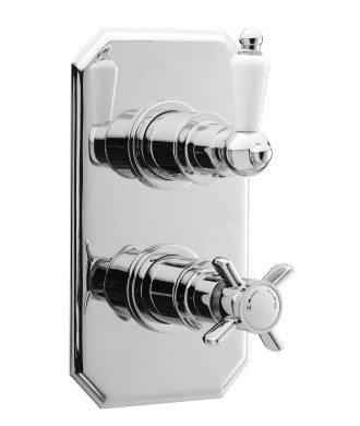 Nuie Edwardian Dual Handle 1 Outlet Concealed Shower Valve - Chrome