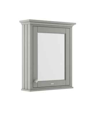 Old London Wall Hung Mirror Cabinet with Soft Close Hinged Door, Durable Knob Handle in 1 Shelf with Woodgrain Finish for Bat...