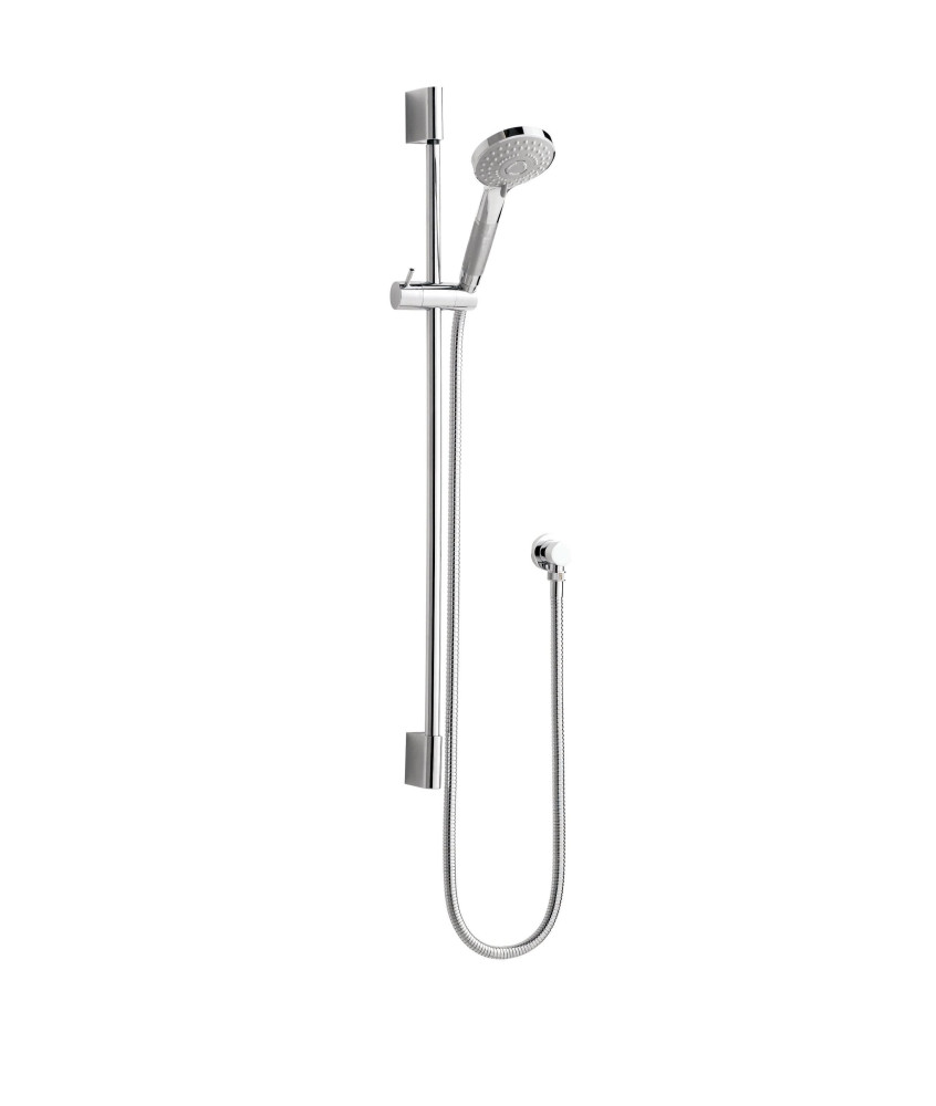 Hudson Reed Slimline Slide Rail Kit, Multi-Function Handset & Shower Riser Rail Slider in Chrome