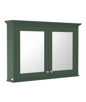 Old London Wall Hung Mirror Cabinet with 2 Soft Close Hinged Doors, Brushed Nickel Knob Handles in Textured Woodgrain Finish ...