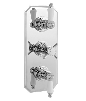 Nuie Edwardian Triple Handle 2 Outlet Concealed Shower Valve - Chrome