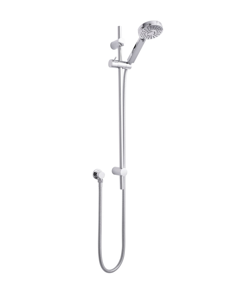 Hudson Reed Water Saving Slide Rail Kit, Multi-Function Handset & Shower Riser Rail Slider with Air Induction Technology, Chrome