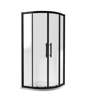 Hudson Reed Apex Quadrant Shower Enclosure, Durable Glass Sliding Doors & Minimalist T-Bar Handles Enclosure in Matt Black, 9...