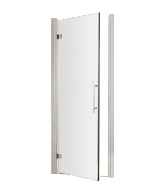 Hudson Reed Apex Hinged Shower Door, Durable Toughened Glass Shower Door with Frame & Minimalist T-Bar in Chrome, 700mm