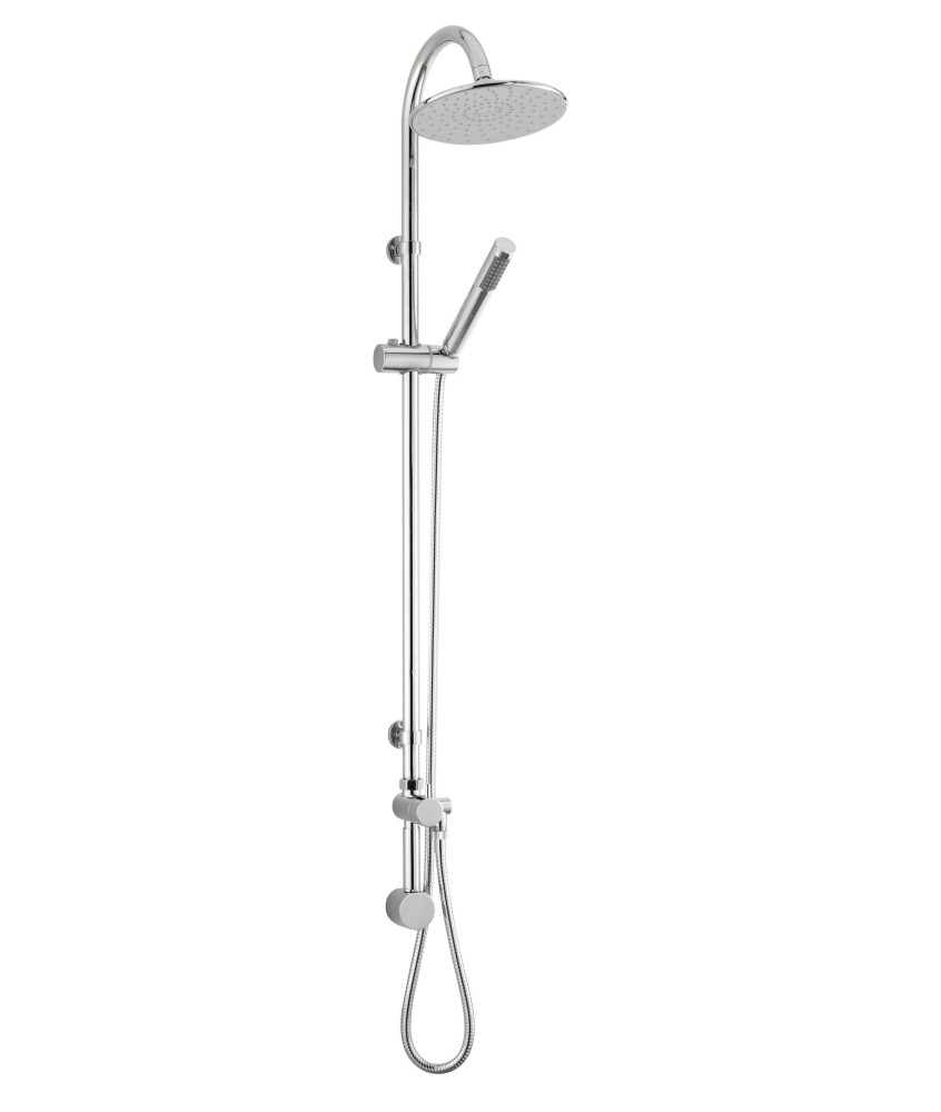 Hudson Reed Multi Option Round Shower Kits Destiny Shower Riser Rail, Minimalist Design, Chrome