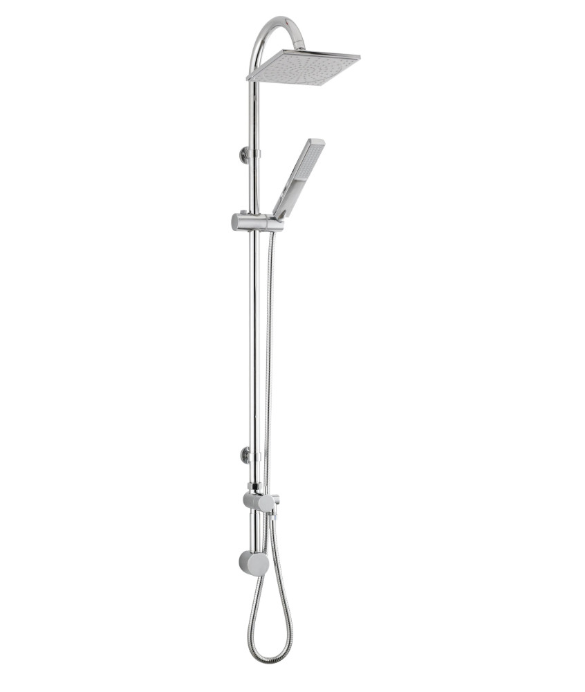 Hudson Reed Multi Option Square Shower Kits Worth Shower Riser Rail, Minimalist Design, Chrome