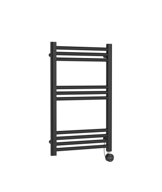 Hudson Reed Electric Round Straight Towel Radiator, Designer Heated Towel Rail with Thermostatic Control in Anthracite, 800x5...