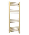 Hudson Reed Electric Round Straight Towel Radiator, Designer Heated Towel Rail with Thermostatic Control in Brushed Brass, 12...