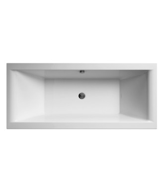 Nuie Asselby Square Double Ended Bath, Durable Acrylic Bath with Central Waste with Leg Set, Compatible with Bath Panels and ...