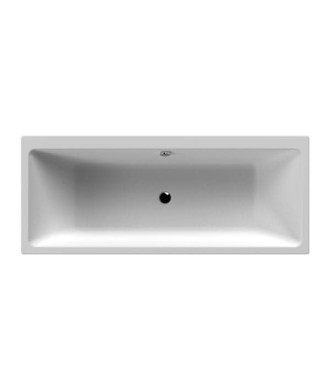 Nuie Asselby Thin Edge Square Double Ended Straight Shower Bath With Leg Set, Durable Modern Bathtub in White, 1800 x 800mm