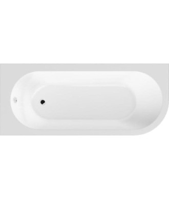 Nuie Crescent Right Hand Back to Wall Corner Bath With Leg Set, Durable Single-Ended Modern Bathroom Bathtub in White, 1700mm
