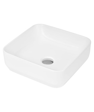 Nuie 365mm Square Sit-On Countertop Basin - No TH - White