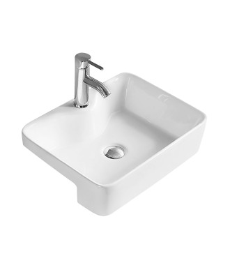 Nuie 480mm Semi Recessed Basin - 1 TH - White