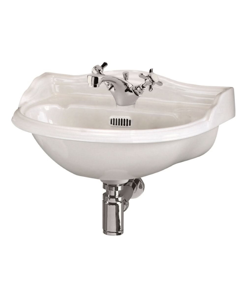 Hudson Reed Chancery Traditional Basin, Wall Mounted Ceramic Sink with 1 Tap Hole, Small Wall Hung Bathroom Basin for Classic...