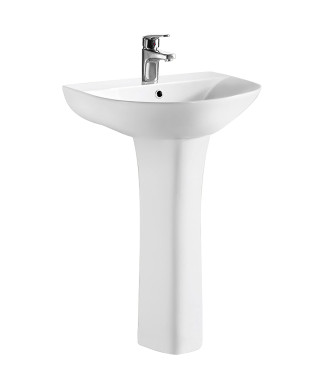 Nuie Freya 520mm Basin With Full Pedestal - 1 TH - White