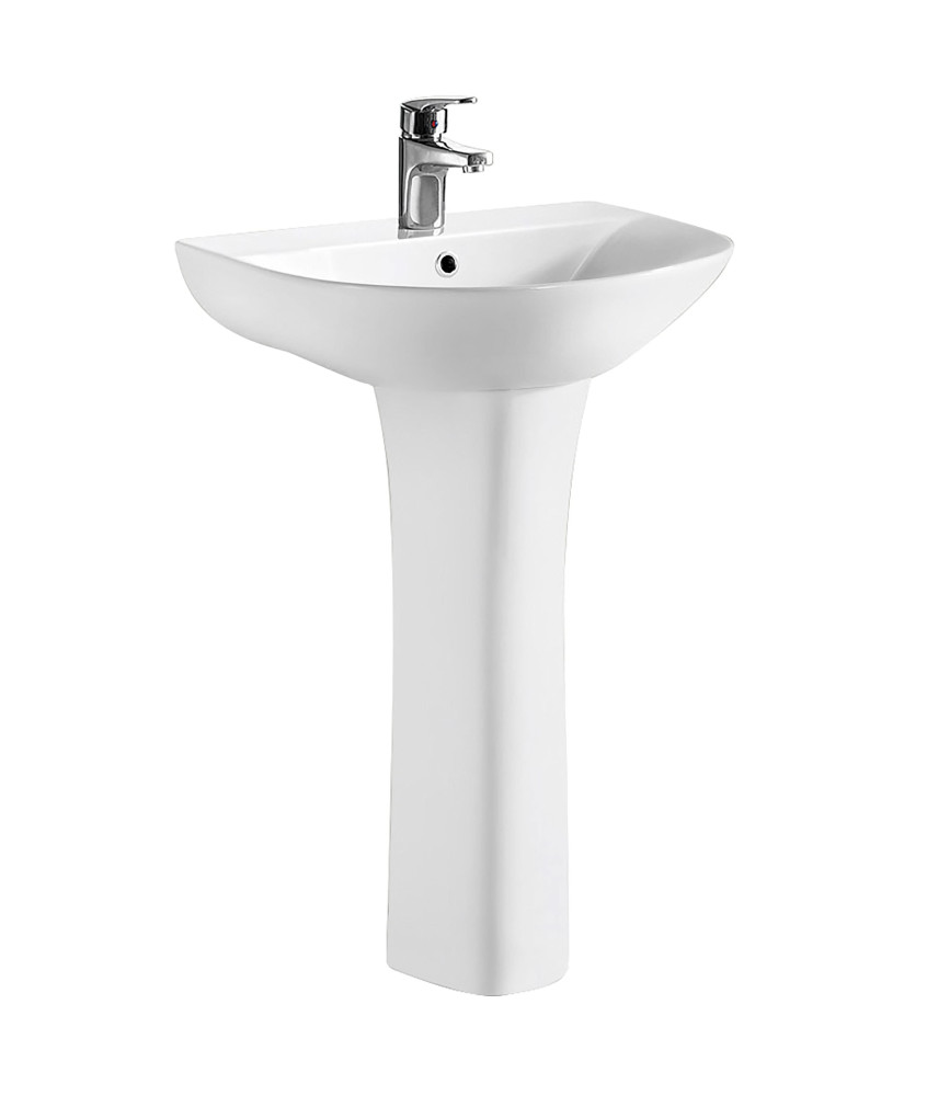 Nuie Freya 520mm Basin With Full Pedestal - 1 TH - White