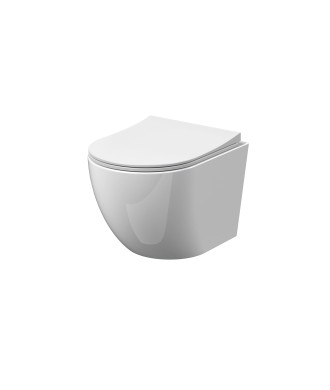 Nuie Freya Rimless Wall Hung Toilet With Slim Sandwich Soft Close Seat - White
