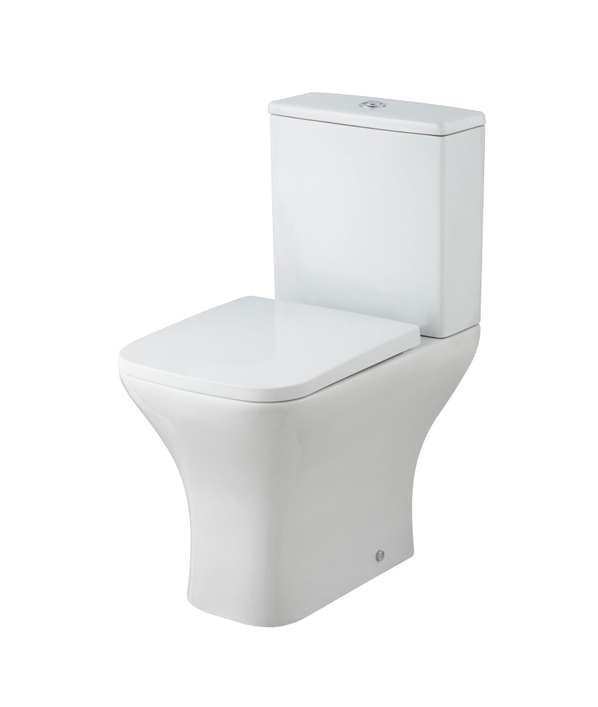 Nuie Ava Rimless Close Coupled Toilet With Push Button Cistern And Soft Close Seat - White