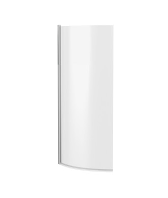 Nuie Curved P Shaped Shower Bath Screen - 1435mm x 720mm - Polished Chrome