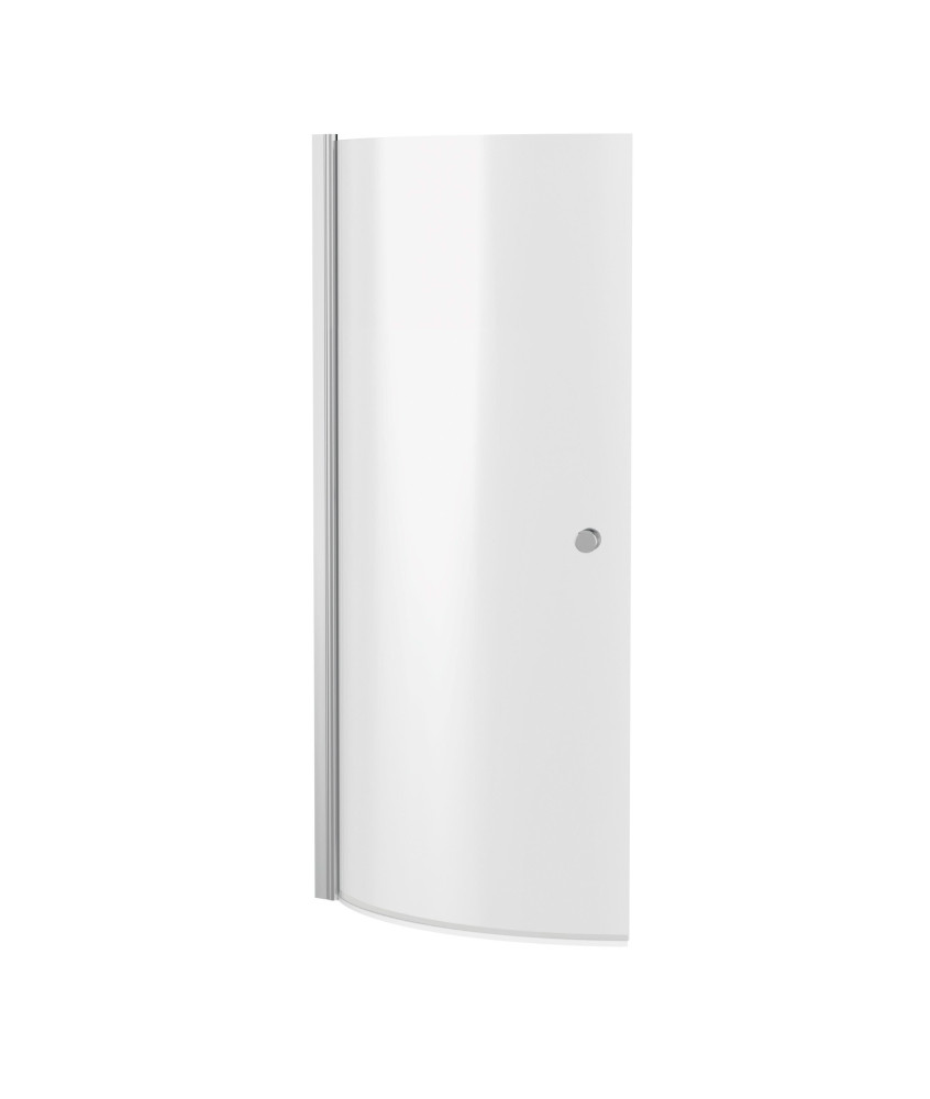 Nuie Curved P Shaped Shower Bath Screen With Knob - 1435mm x 720mm - Polished Chrome