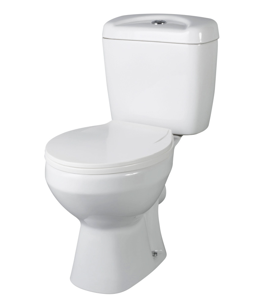 Nuie Melbourne Close Coupled Toilet with Push Button Cistern And Standard Close Seat - White