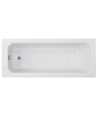 Old London Ascott Art Deco Single Ended Straight Shower Bath, Durable Traditional Bathroom Tub in White, 1700 x 750mm