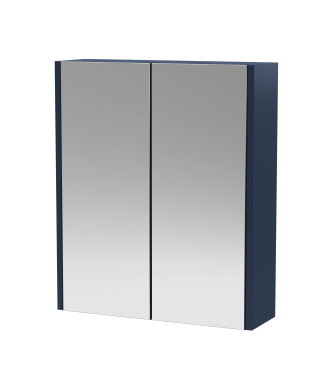 Hudson Reed Juno Wall Hung Bathroom Mirror Cabinet with 2 Durable Soft Close Doors & Shelf in Midnight Blue Finish, 600mm
