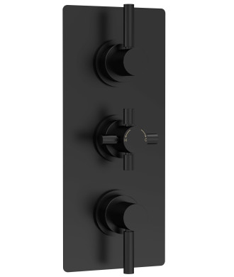 Hudson Reed Tec Pura Triple Thermostatic Concealed Shower Valve, Minimalist Sleek Design, Modern Bathroom Control Set, Matt B...