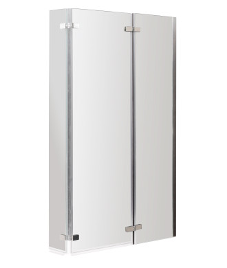 Nuie Pacific L Shaped Double Hinged Shower Bath Screen - 1400mm x 812mm - Polished Chrome