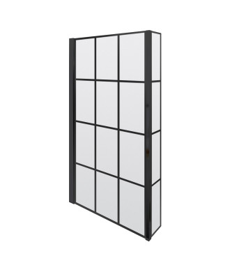 Nuie Pacific Framed Shower Bath Screen With Fixed Return - 1430mm x 808mm - Matt Black