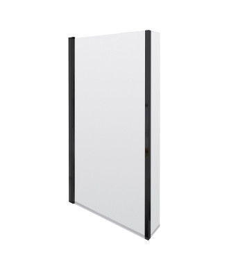 Nuie Pacific Square Shower Bath Screen With Fixed Return - 1430mm x 808mm - Matt Black