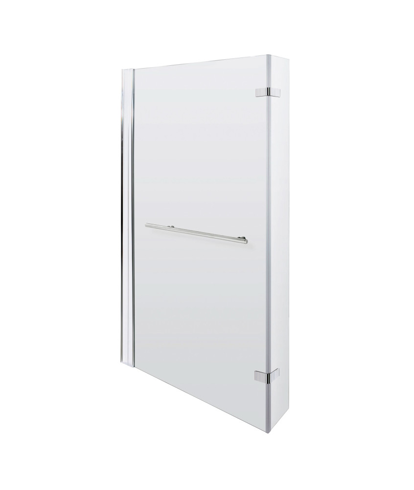 Nuie Pacific L Shaped Shower Bath Screen With Towel Rail - 1400mm x 805mm - Polished Chrome