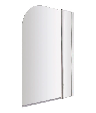 Nuie Pacific Round Top Hinged Shower Bath Screen With Fixed Panel - 1430mm x 790mm - Polished Chrome