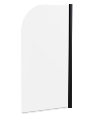 Nuie Pacific Round Top Hinged Shower Bath Screen - 1430mm x 785mm - Matt Black