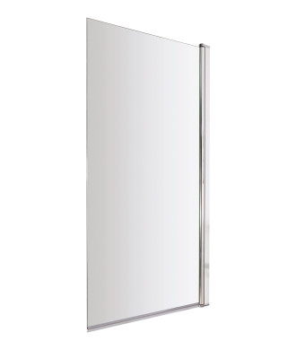 Nuie Pacific Square Hinged Shower Bath Screen - 1430mm x 785mm - Polished Chrome
