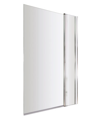 Nuie Pacific Square Hinged Shower Bath Screen With Fixed Panel - 1435mm x 1005mm - Polished Chrome