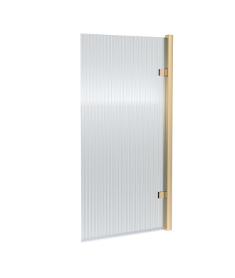 Nuie Fluted Square Hinged Bath Screen, Durable Toughened Glass Profile Reversible Fit for Straight Baths, Modern Bath Shower ...
