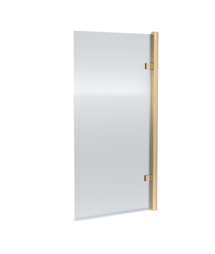Nuie Fluted Square Hinged Bath Screen, Durable Toughened Glass Profile Reversible Fit for Straight Baths, Modern Bath Shower ...